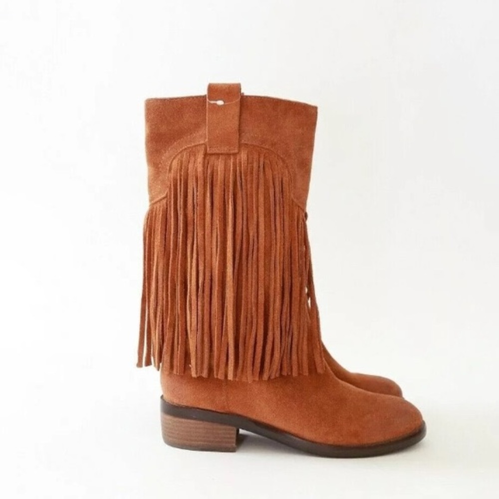 LUCKY BRAND Caleb Bombay Oiled Suede Fringed Boots